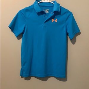 Under Armour collared shirt.  Blue with orange